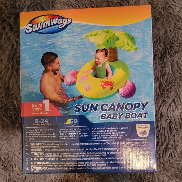 Swimways Sun Canopy Baby Boat- Palm Tree - Picture 2 of 7